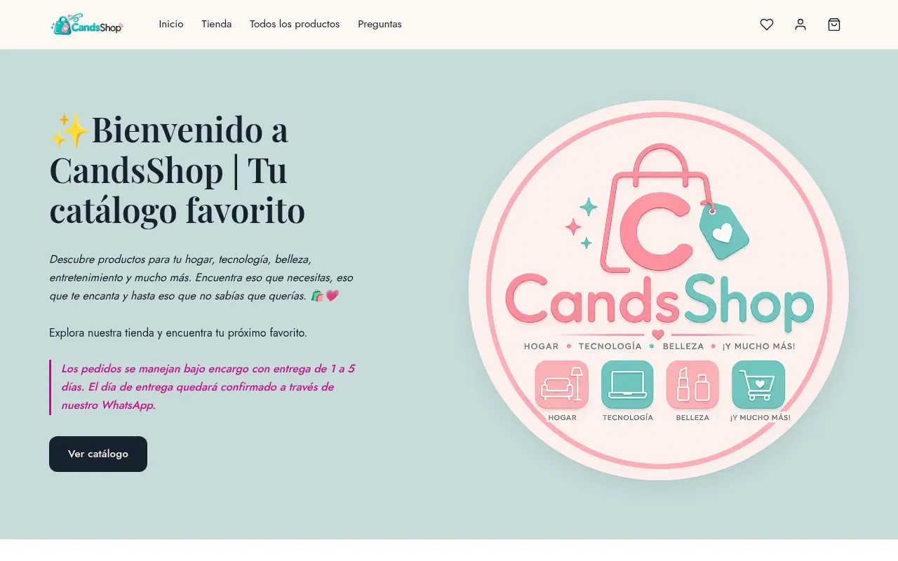 Captura de escritorio: candsshop.com