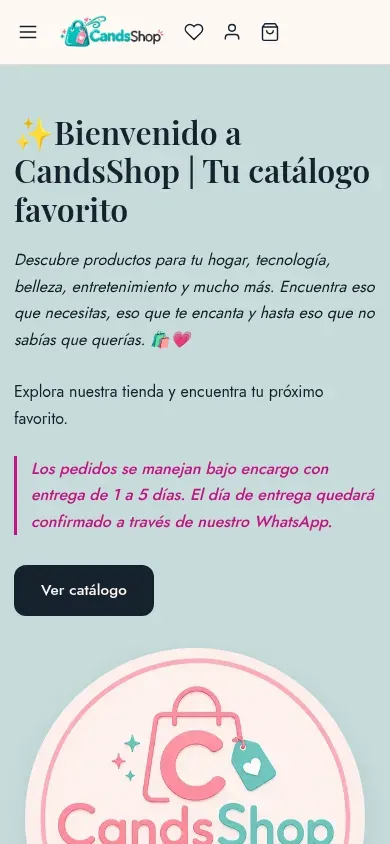 Captura de móvil: candsshop.com